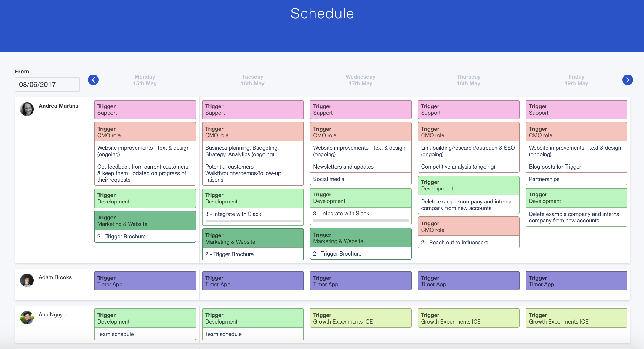 New Team Schedule